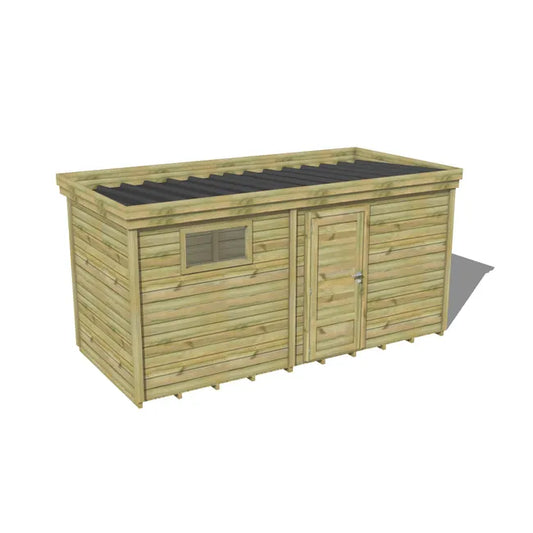 Abri de Jardin bois Pin traité autoclave 27mm - 4,195x2,14m / 9m2 - Bac acier - Plancher bois