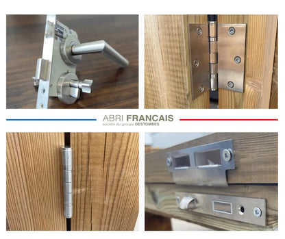 Abri de Jardin bois Pin traité autoclave 27mm - 4,195x2,14m / 9m2 - Bac acier - Plancher bois